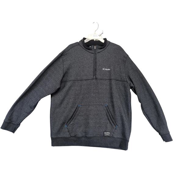 Columbia 1/4 Zip Pullover Fleece Jacket Men's XXL Black Front Kangaroo Pockets - Picture 1 of 10